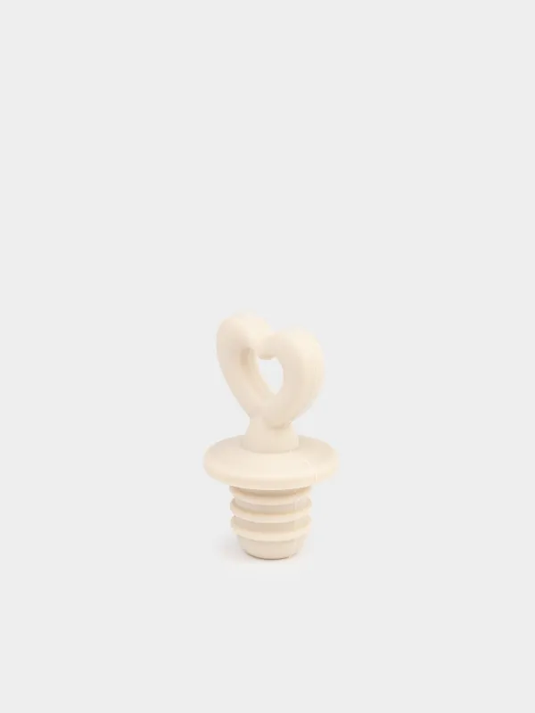 Wine bottle stopper, 5 cm, silicone, Beige, Heart, Soft kitchen, image-2