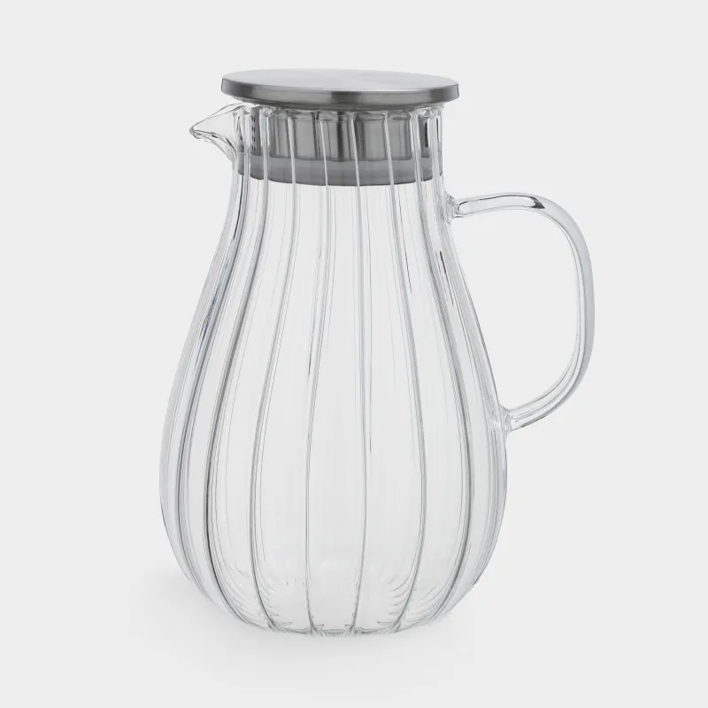 Jug, 1,8 l, with filter cap, used glass / steel, Camellia