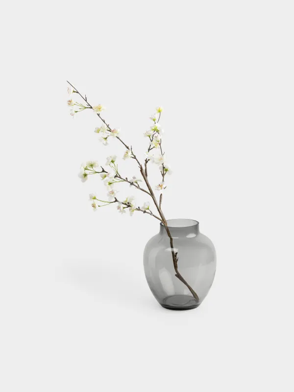 Flower vase, 23 cm, glass, grey, Clear grey, image-4