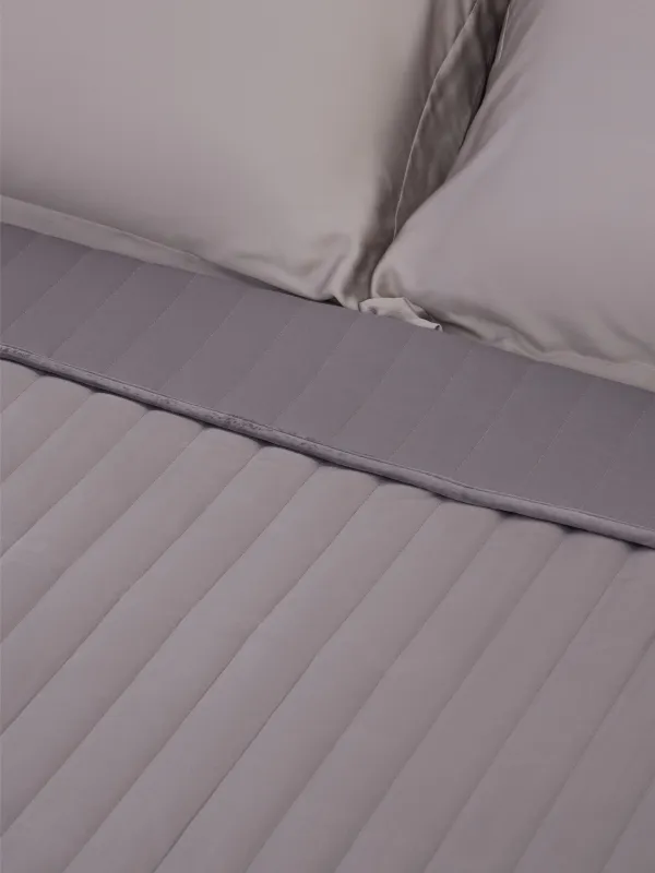 Bedspread, 220x240 cm, quilted, velvet/microfiber, grey, Stitch velvet, image-1
