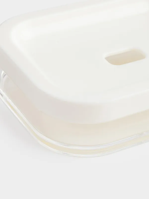 Soap dish, 12x9 cm, plastic / acrylic, rectangular, milky, Eleos, image-3