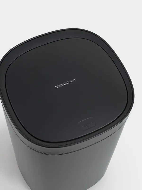 Trash can, 30 l, with lid opening button, metal / plastic, black, Total white, image-3
