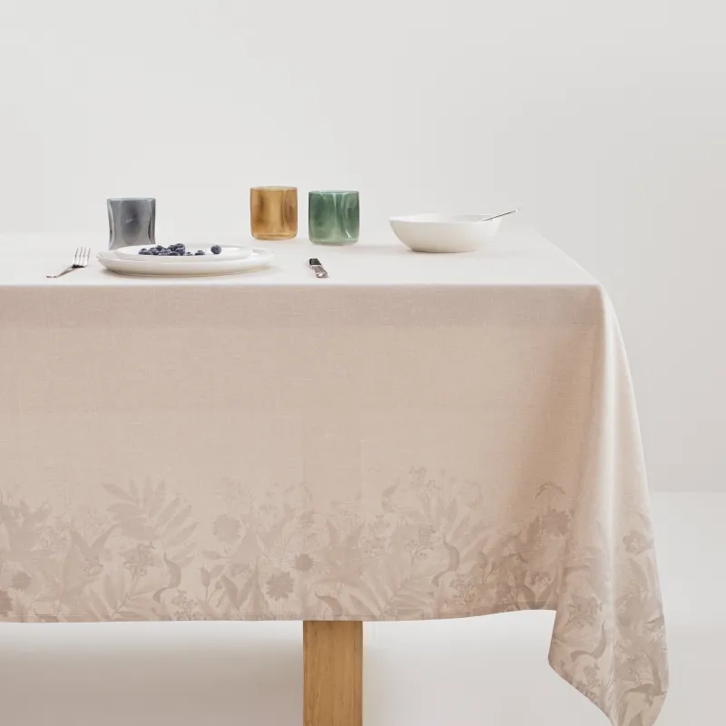 Tablecloth, 160x160 cm, polyester, beige, Flowers, Geous flowers