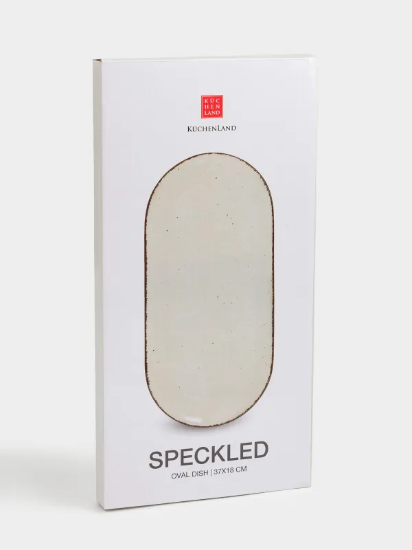 Dish, 37x18 cm, ceramic, oval, beige, Speckled, Speckled, image-4