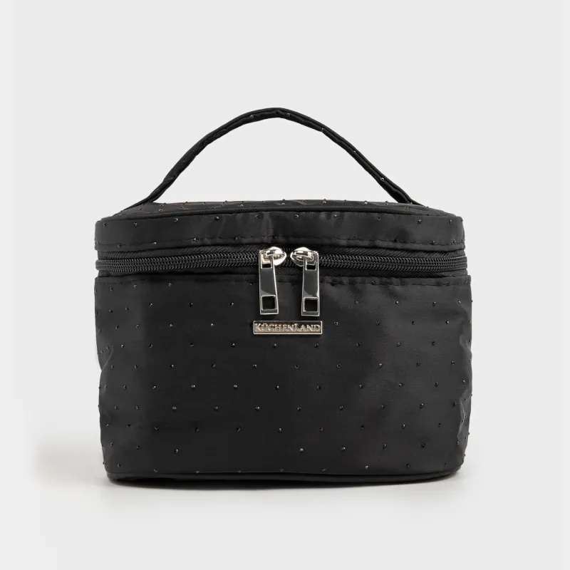 Makeup bag, 19x14 cm, with handle, nylon, black, Force night