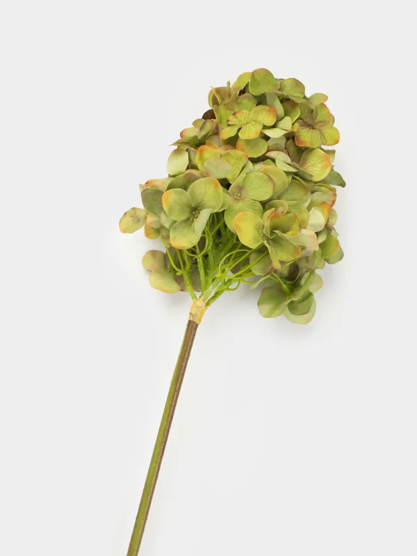 Decorative branch, 56 cm, polyester / metal, Green hydrangea, Flower garden, image-1