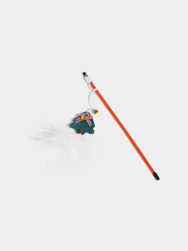 Cat fishing toy, 90 cm, with bell, Plastic / polyester, Christmas Tree, Christmas pet, image-2