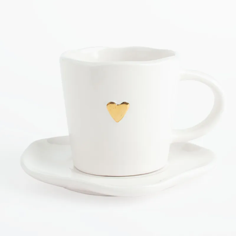 Tea pair, 1 person, 2 items, 250 ml, ceramic, white, Heart, Amour, image-0
