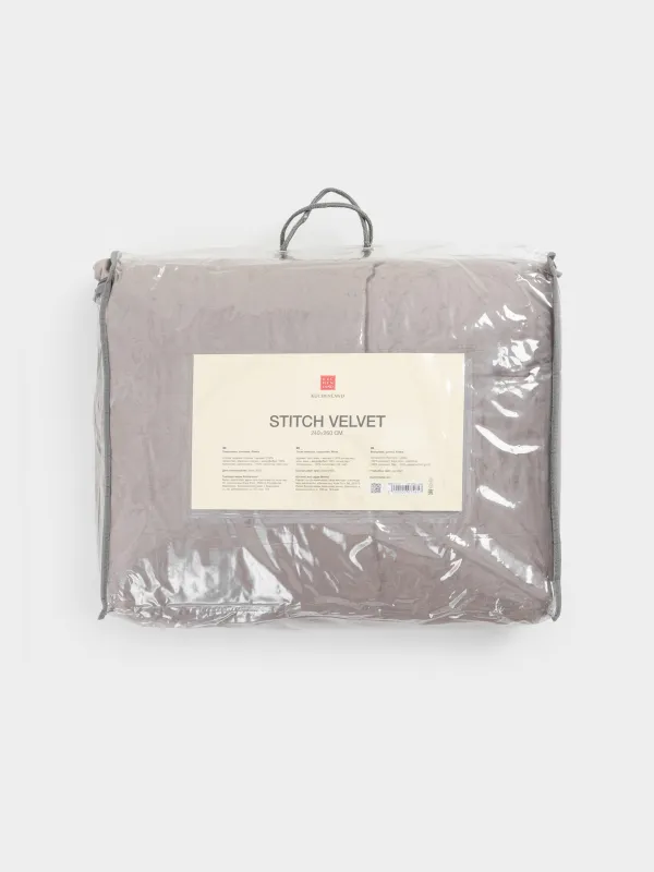 Bedspread, 240x260 cm, quilted, velvet/microfiber, brown, Frame, Stitch velvet, image-7