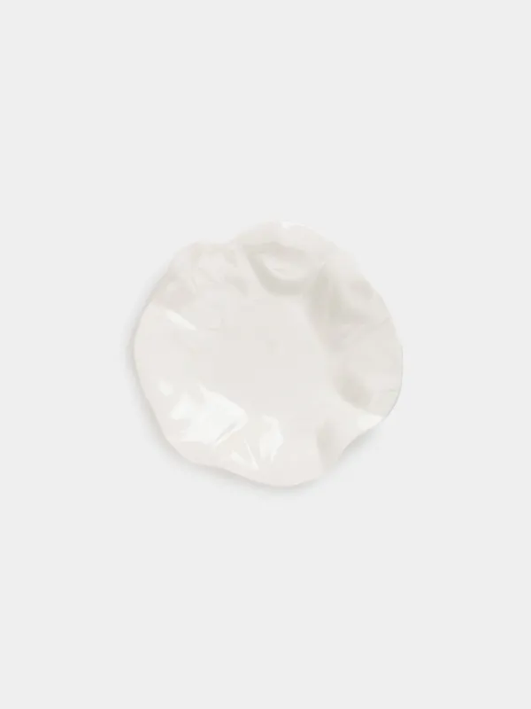 Snack plate, 21 cm, porcelain N, milk, Crumpled effect, Crumple, image-0