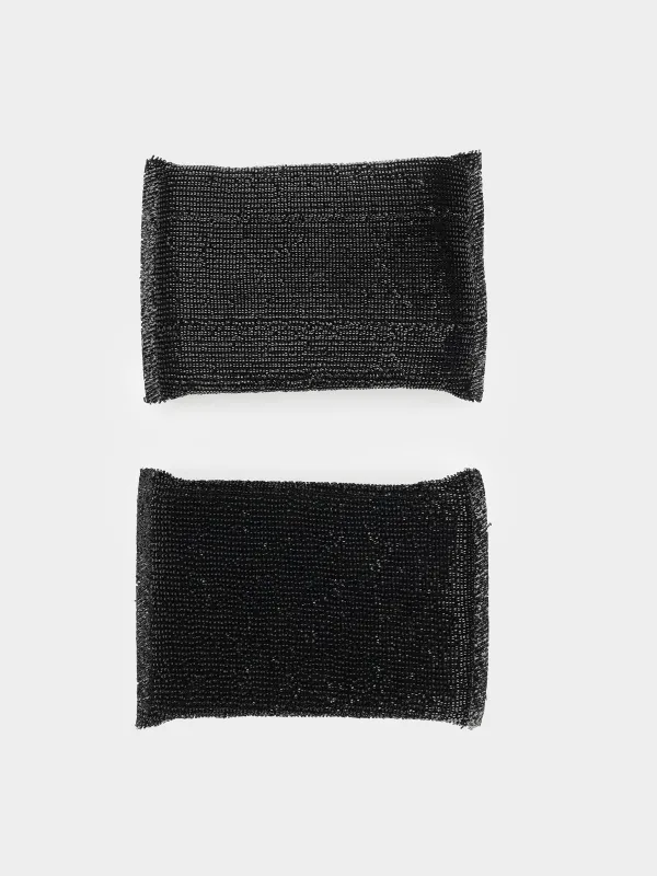 Dishwashing sponge, 13x9 cm, 2 pcs, polyester/steel/foam rubber, black, Black clean, image-0