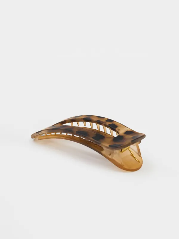 Hair clip, 11 cm, plastic / metal, brown, Glam, image-1