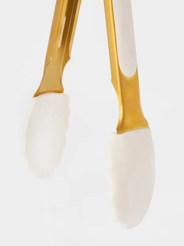 Kitchen tongs, 27 cm, steel / silicone, golden milky, Bello gold, image-4