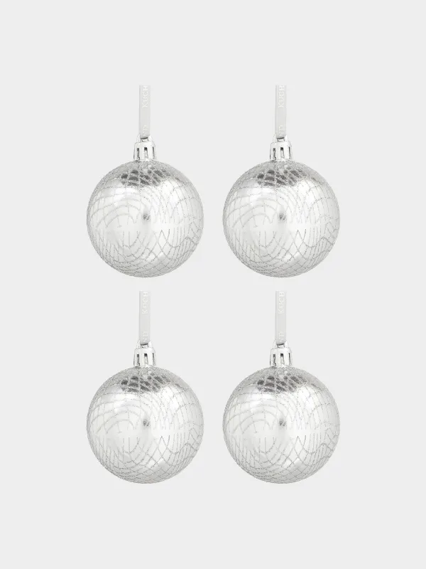 Christmas tree toy, 6 cm, 4 pcs, plastic, silver, Ball, Ball sparkle, image-0