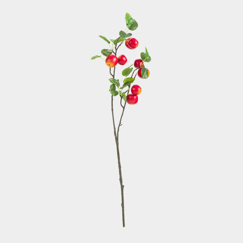 Decorative branch, 80 cm, foam/polyester, Red apples, Fruit decor