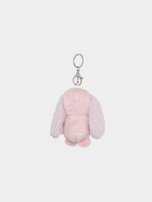 Keychain, 11 cm, soft, Polyester / metal, Pink and purple, Bunny with purse, Rabbit, image-1