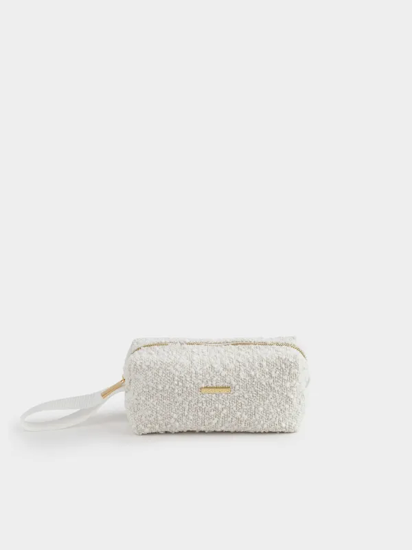 Cosmetic bag, 20x7 cm, with handle, Boucle, milky, Boucle beauty, image-0