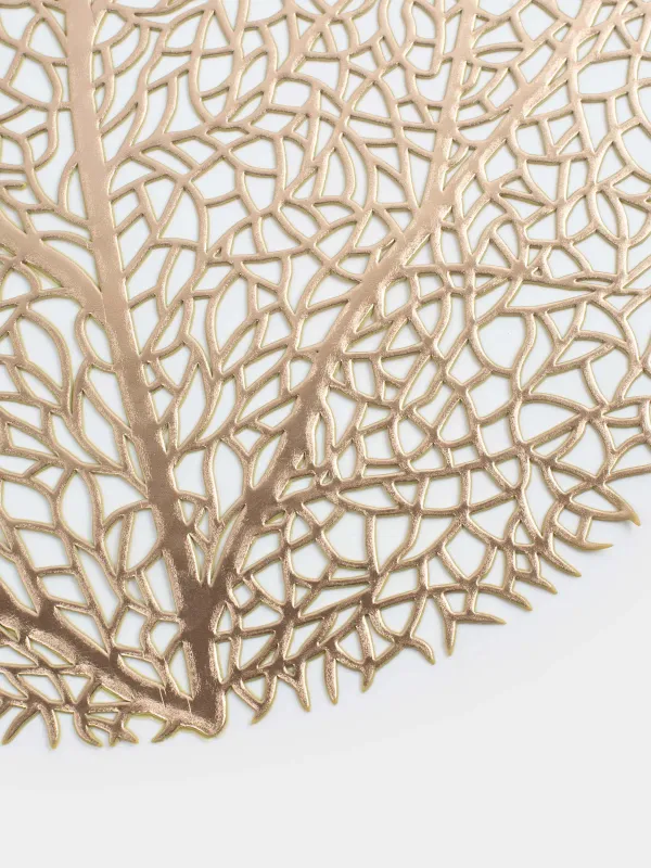 Napkin for appliances, 38 cm, PVC, round, golden, Wood, Azhur Grid, image-4