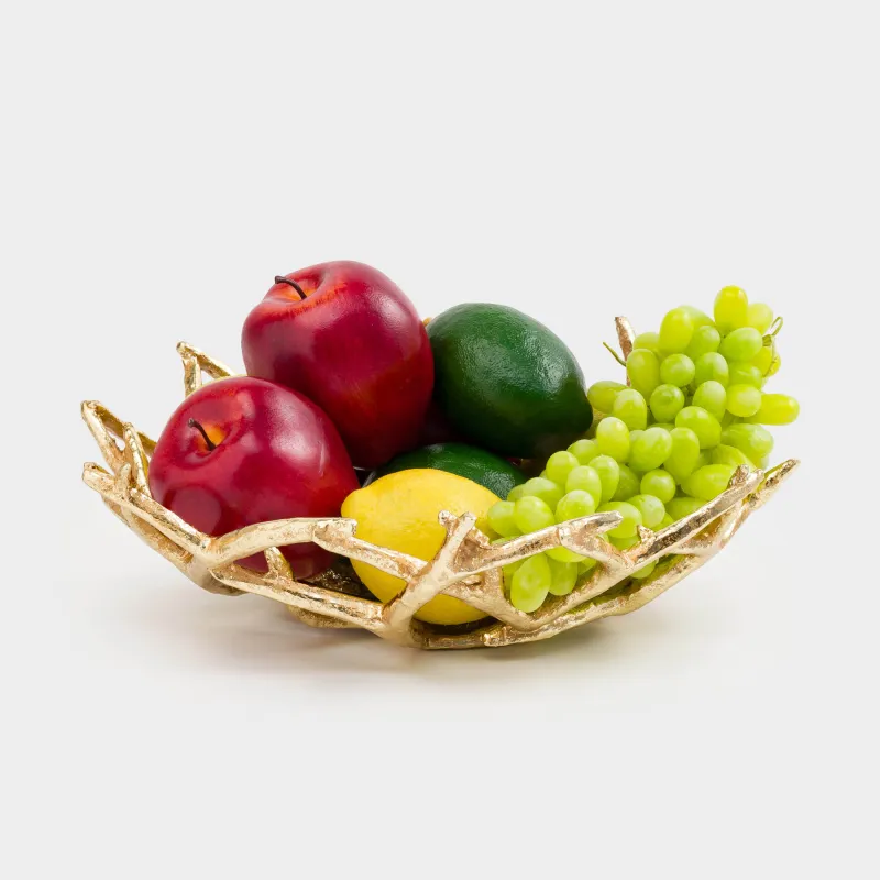 Decorative dish, 33x13 cm, polyresin, golden, Deer antlers, Deer, image-6