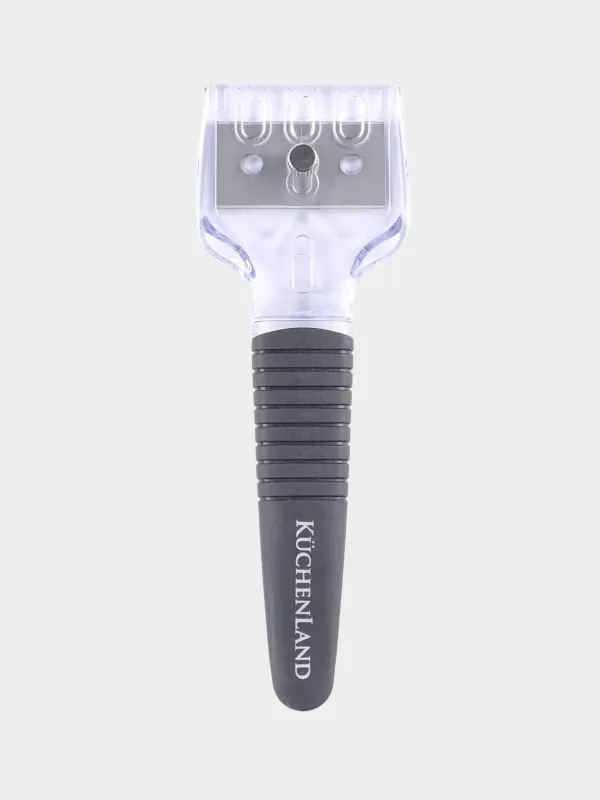 Glass ceramic plate scraper, 16 cm, 3 blades, plastic / steel, Black, Black style