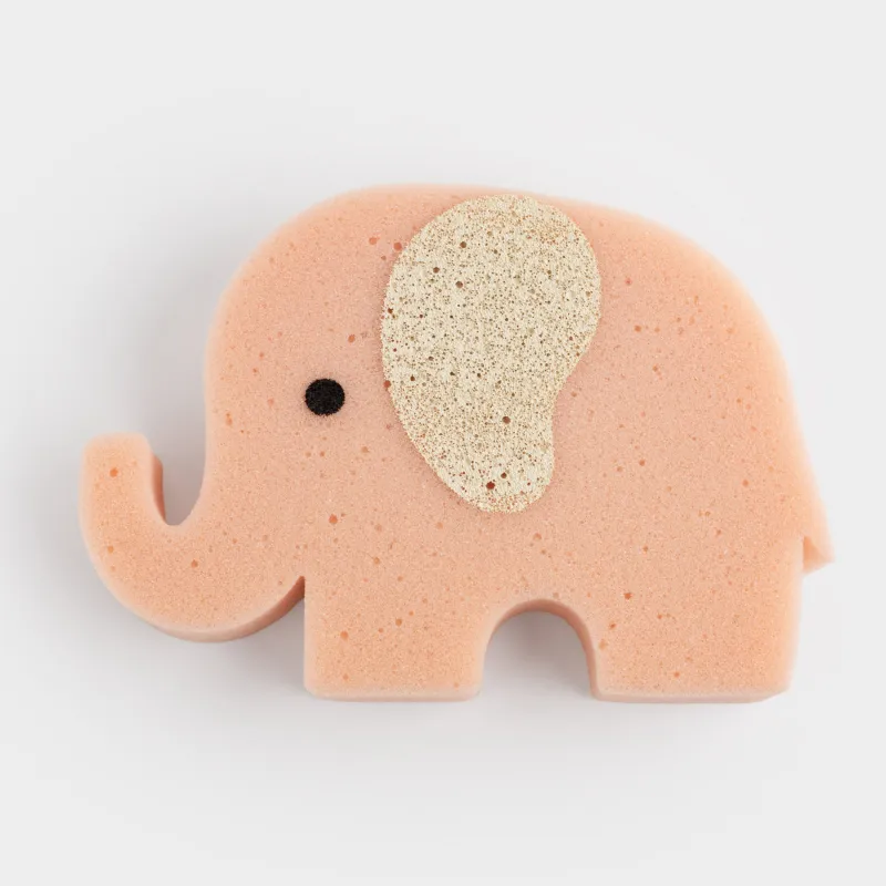 Body sponge, 12 cm, Children's, polyurethane, beige, Elephant, Childhood