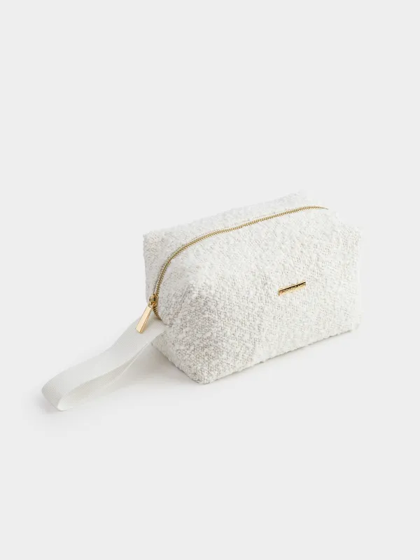 Cosmetic bag, 25x12 cm, with handle, Boucle, milky, Boucle beauty, image-3