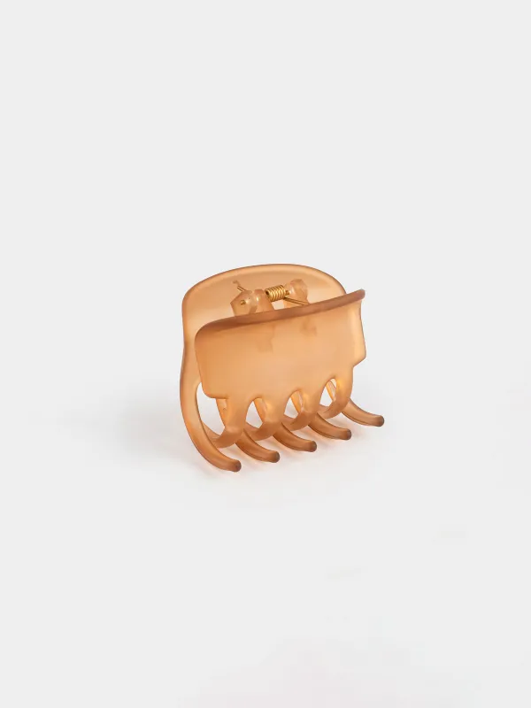 Hair clip, 6 cm, plastic / metal, brown, Crab, Hair basic, image-1