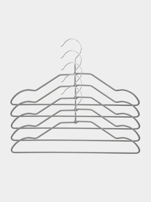 Hanger, 28 cm, 5 pcs, children's, metal coated, gray, Colorful house, image-0