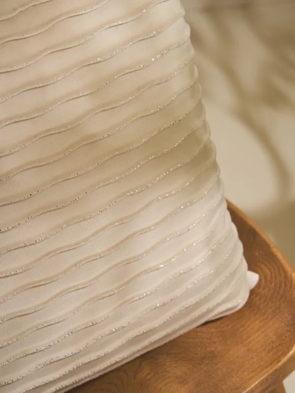 Decorative pillow, 43x43 cm, velvet, milky silver, Waves, Abstract, image-4