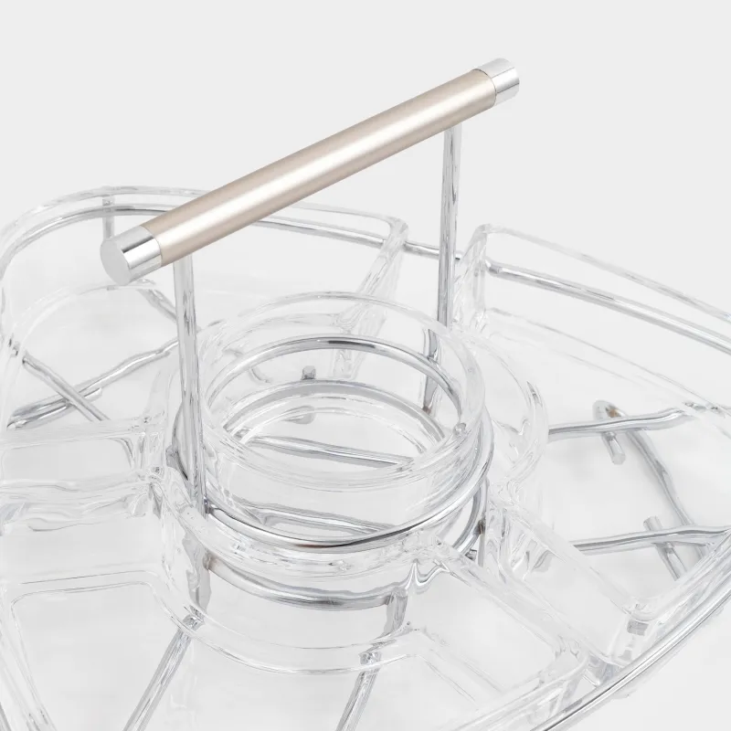 Snack set, 28x15 cm, 3 compartments, with handle, glass / steel, Lamerie, image-4