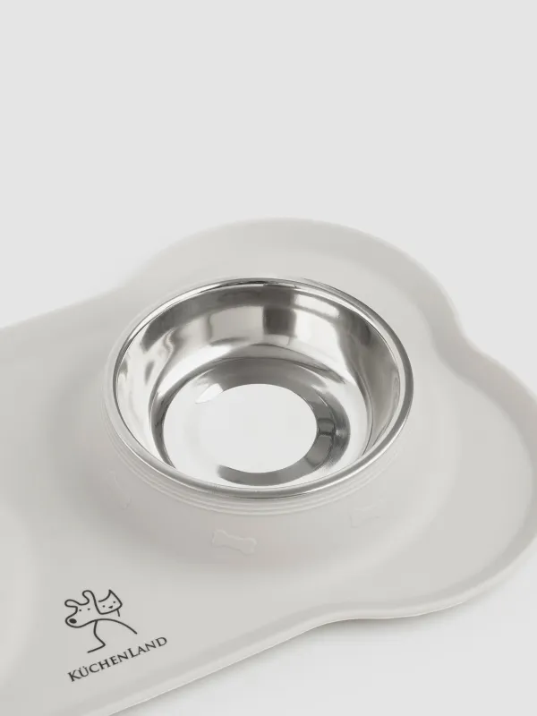 Pet bowl, 35x21 cm, 170 ml, double, on stand, steel / silicone, gray, Favorite pet, image-1