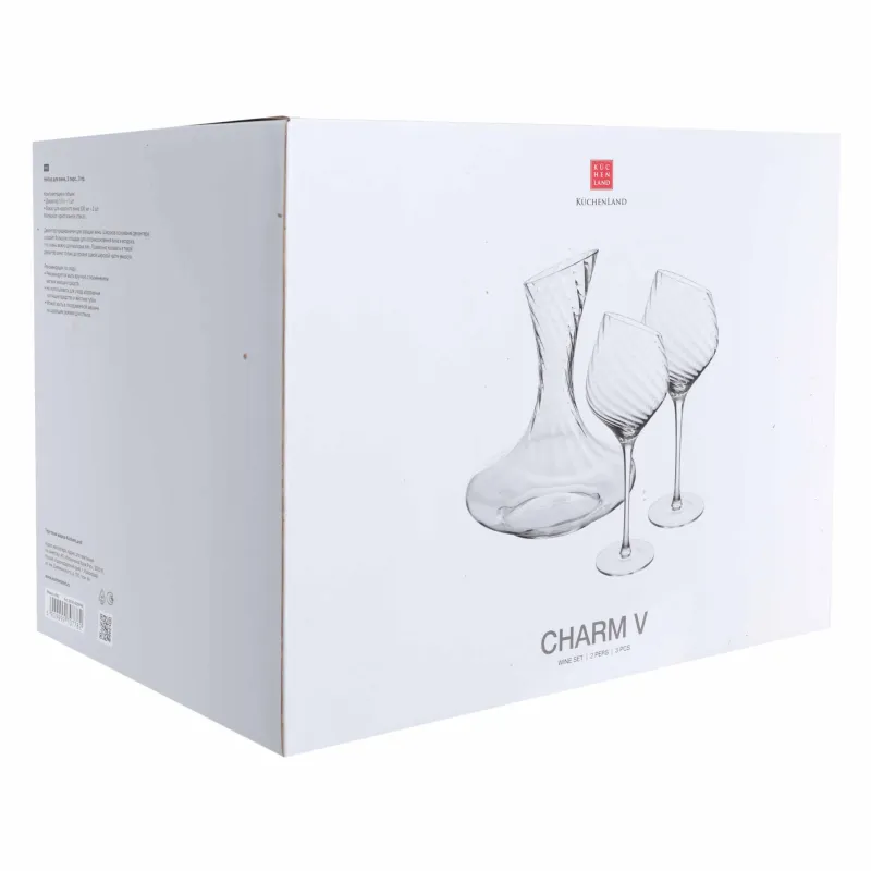 Drink set, 2 pers, 3 pr, with decanter, glass, Charm V, image-1