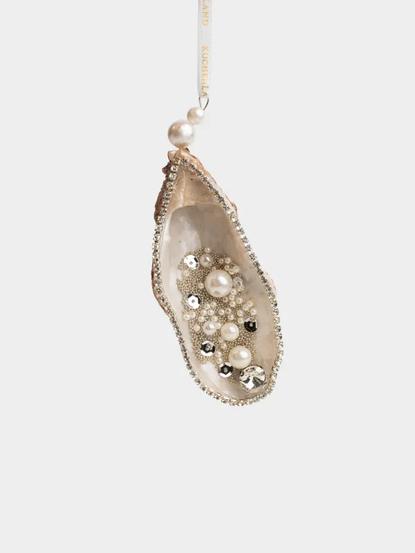 Christmas tree toy, 5x13 cm, plaster/plastic, mother of pearl, Oyster, Figure sparkle, image-0