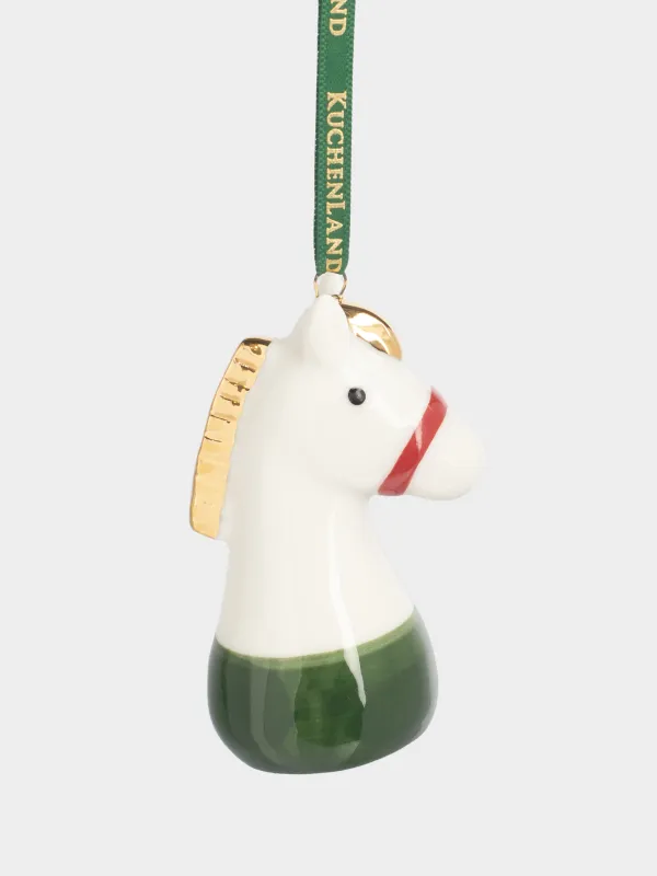 Christmas tree toy, 7 cm, porcelain P, milky, Horse, Figure christmas, image-1