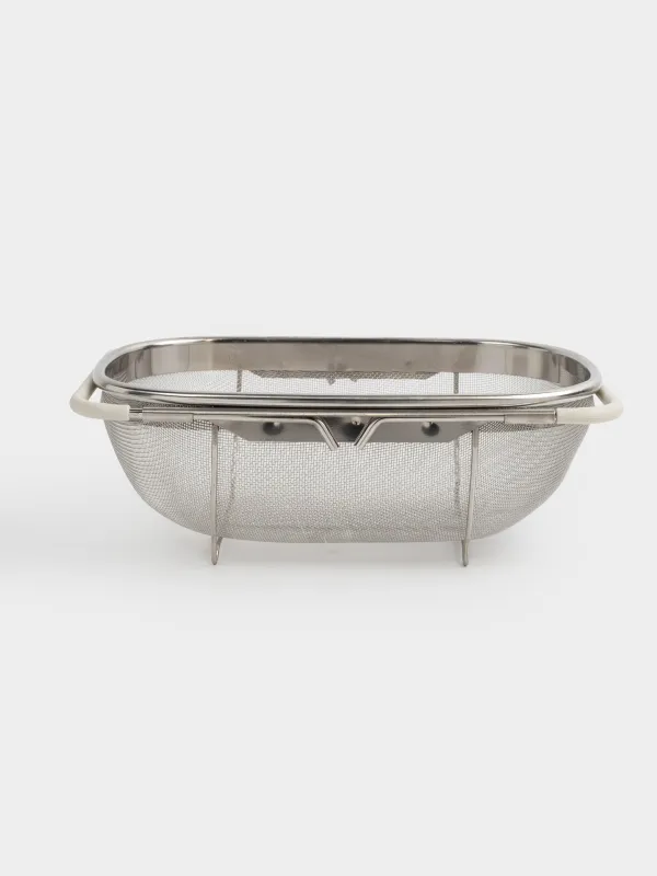 Colander, 27 / 40x18 cm, for the sink, collapsible, steel / PVC, beige, Tammy, image-0