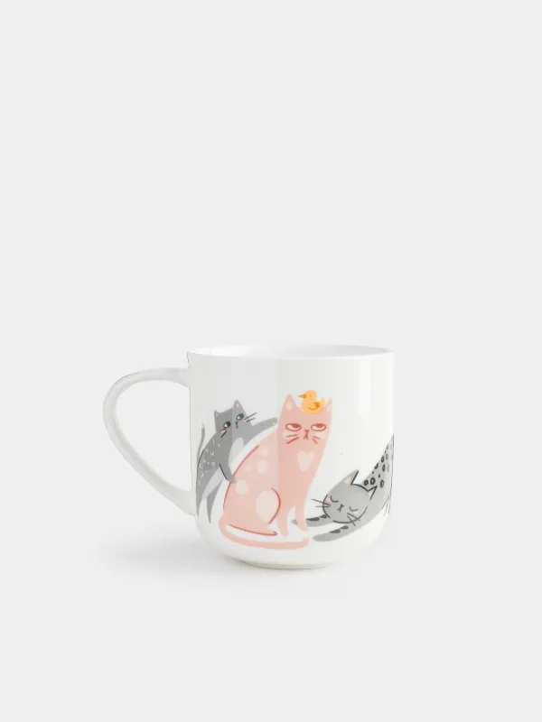 Mug, 500 ml, porcelain F, white, Cats, Cat, image-2
