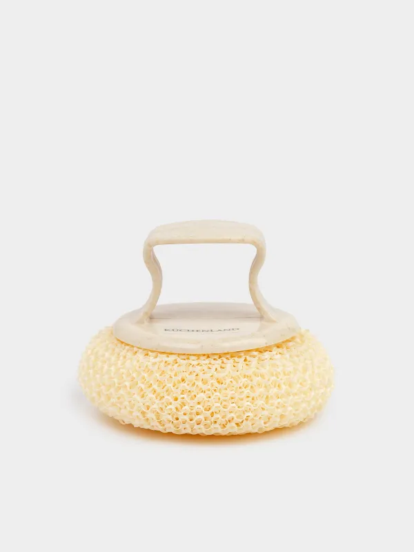 Cleaning sponge, 8 cm, with short holder, vegetable fiber / plastic, beige, Clean, image-0