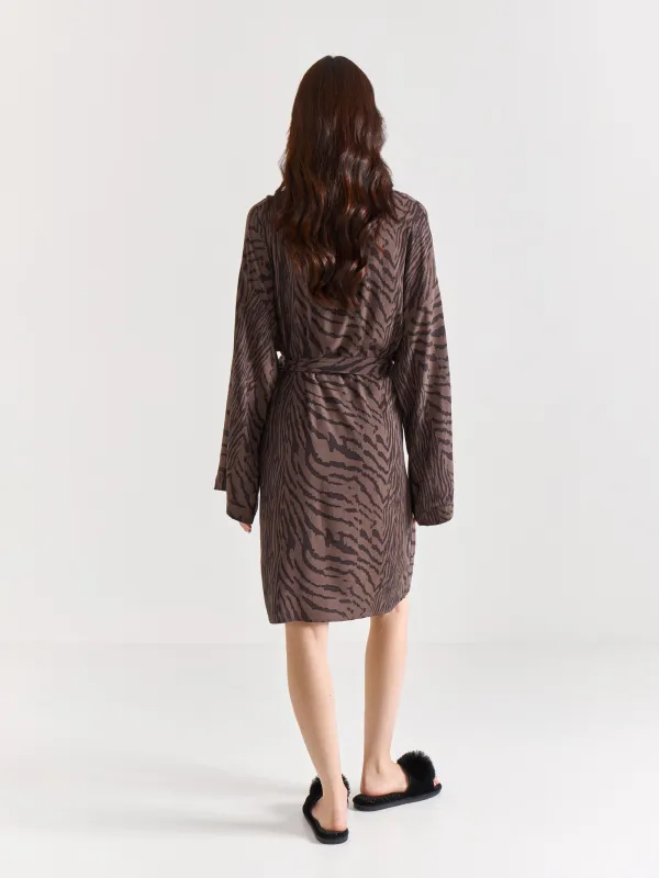 Women's kimono, homewear, size S, viscose, black and white, Zefina, image-5