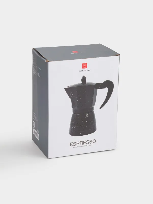Geyser coffee maker, 300 ml, metal / plastic, black, speckled, Espresso, image-7