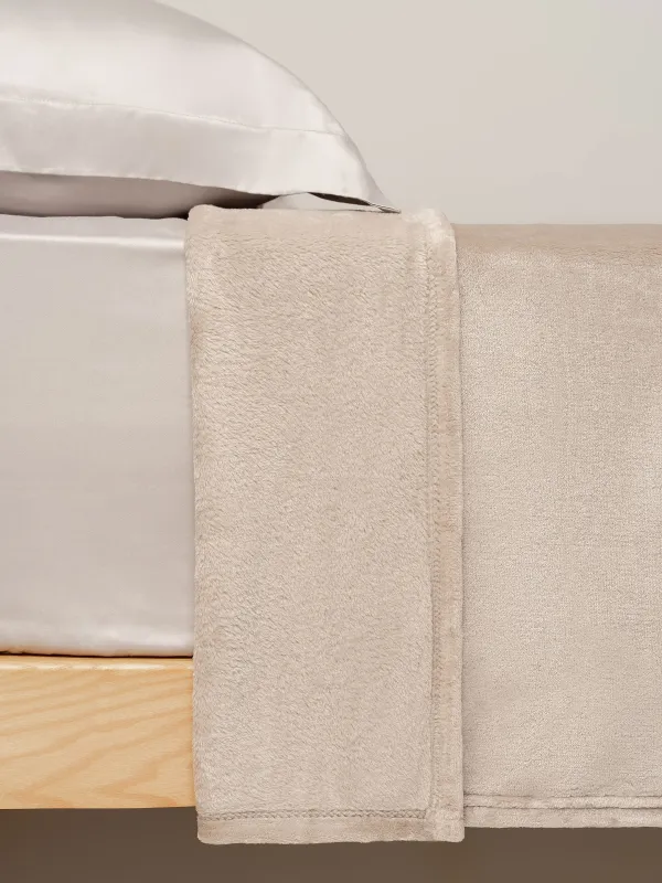 Bedspread, 220x240 cm, flannel, milky, Flannel, image-2