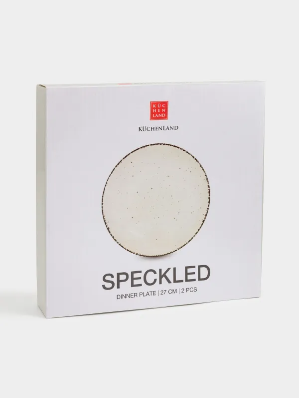 Dinner plate, 27 cm, 2 pieces, ceramic, beige, speckled, Speckled, image-5