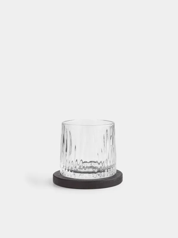 Drinking glass, 10 cm, 280 ml, on a stand, glass R / bamboo, Ribby, image-0