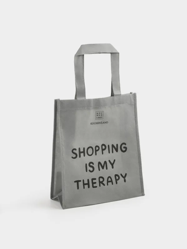 Shopping bag, 34x30 cm, polypropylene, grey, Design, Shopping font, image-3
