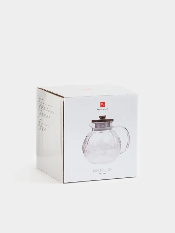 Jug, 1,4 l, with filter cap, Used glass / wood, Nautilus, image-5