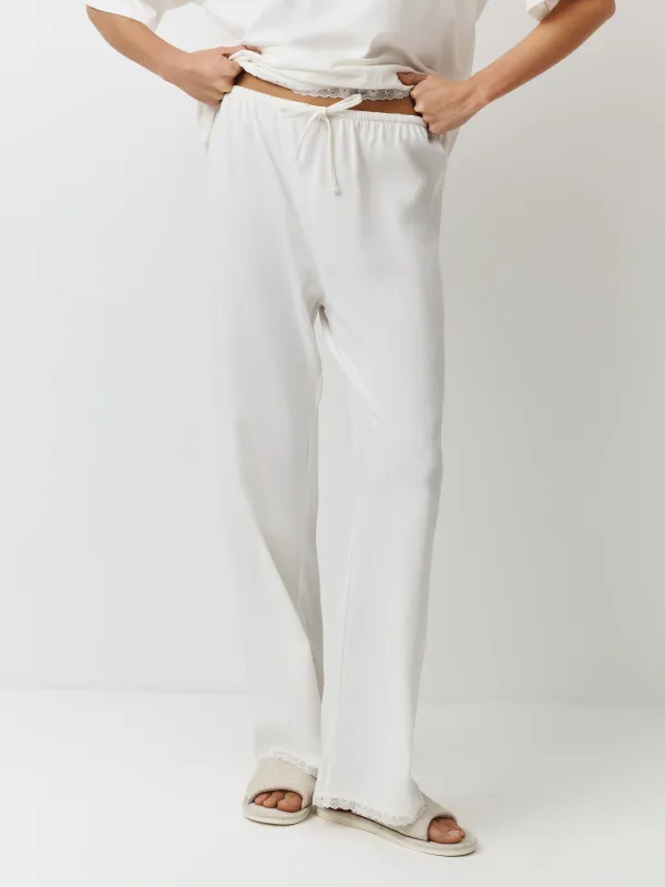 Women's trousers, homewear, size L, cotton, blue, Mirandea, image-1