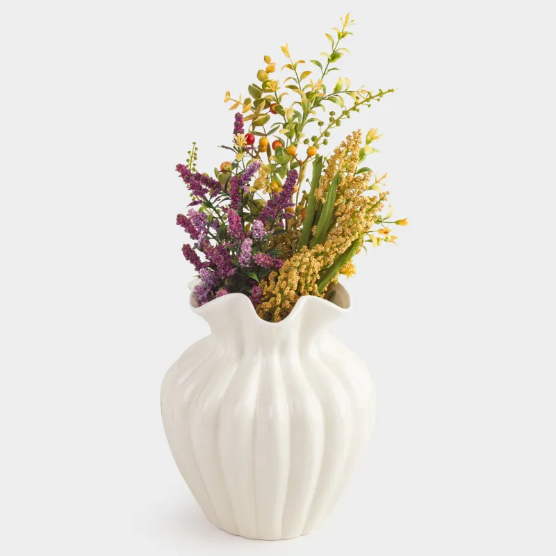 Flower vase, 24 cm, ceramic, milky, Bends, Landform, image-4