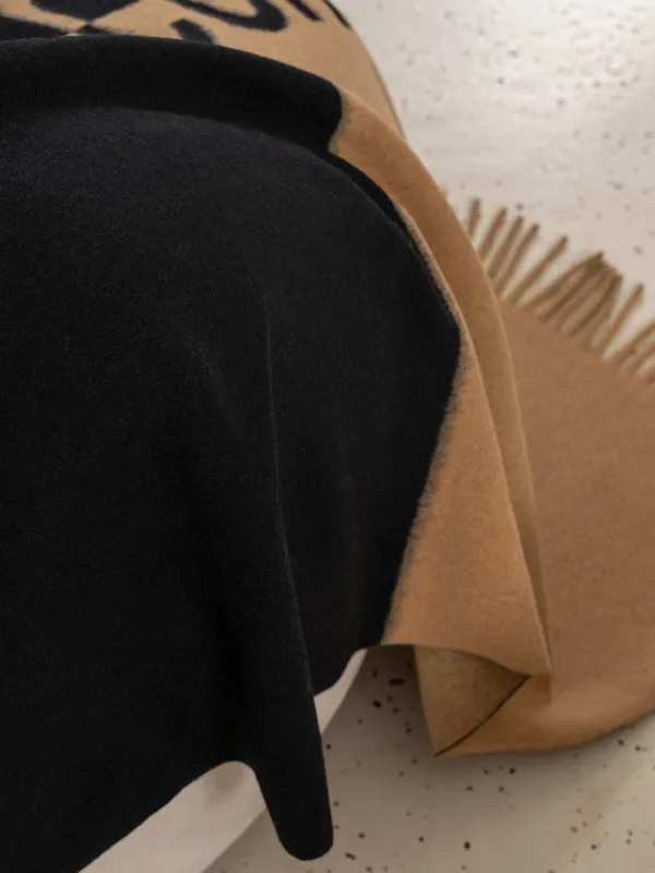 Plaid, 130x170 cm, with fringe, polyester, beige-black, Comfort, Soft home, image-3