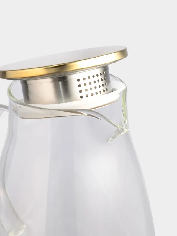 Jug, 2 l, with filter lid, glass B / steel, golden, Classic gold, image-5