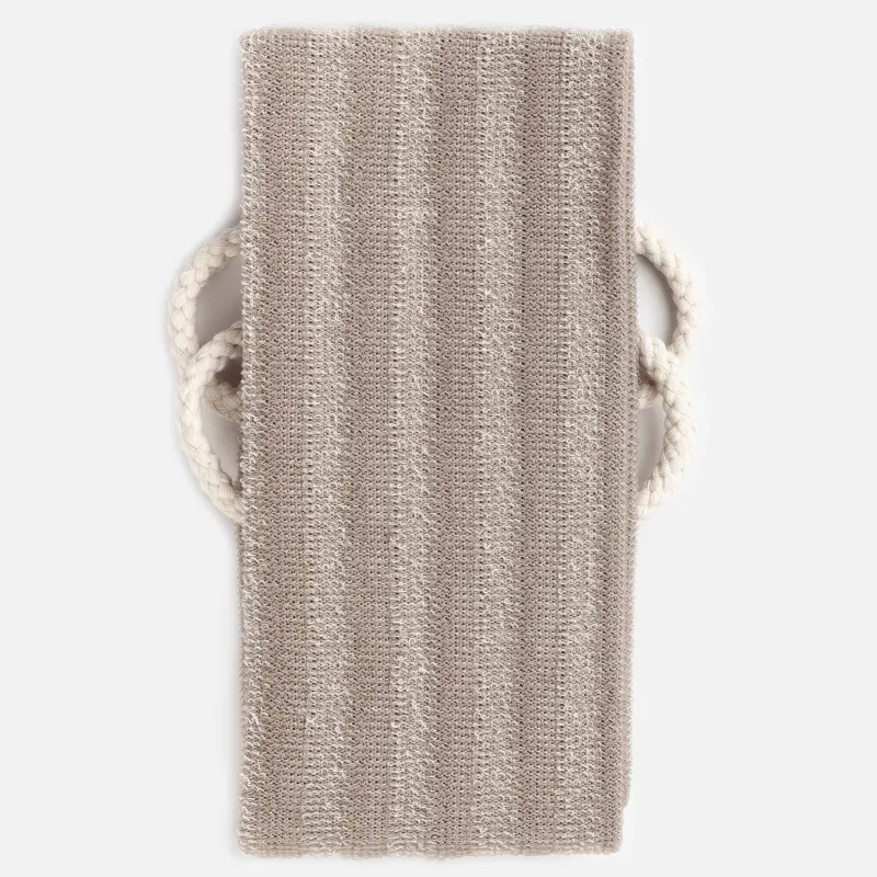 Washcloth-tape for washing the body, 70x10 cm, exfoliating, with handles, polyethylene, beige, Showy, image-2