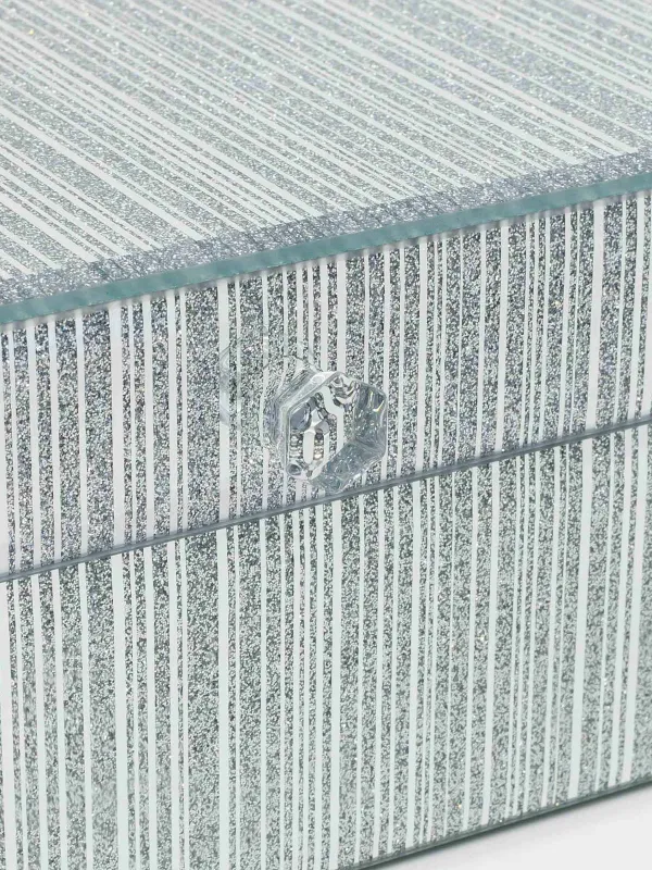 Jewelry box, 21x13 cm, glass, silver, Stripes, Actress, image-6